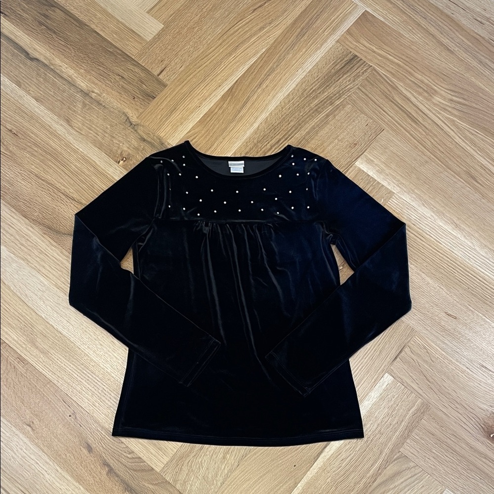 Perfectly Dressed Girls Black Velvet Top - Picture 1 of 4